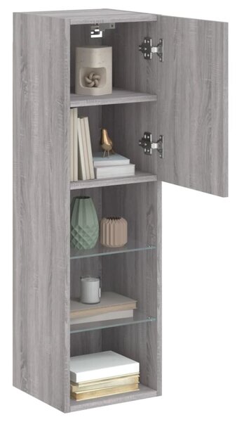 2 db szürke sonoma TV-szekrény LED-ekkel 30,5 x 30 x 102 cm