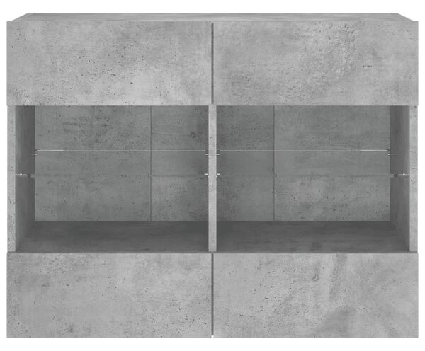 Betonszürke falra szerelhető TV-szekrény LED-del 78,5x30x60,5cm
