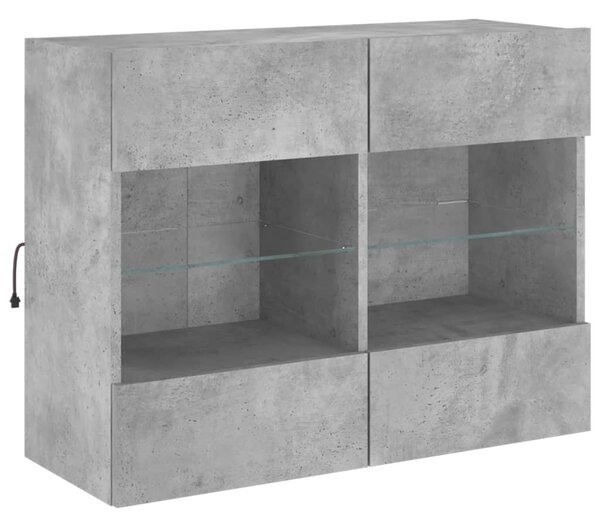 Betonszürke falra szerelhető TV-szekrény LED-del 78,5x30x60,5cm