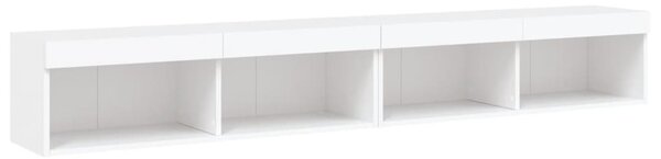 2 db fehér TV-szekrény LED-világítással 100x30x30 cm