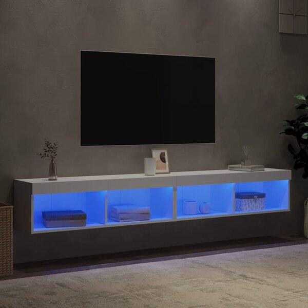 2 db fehér TV-szekrény LED-világítással 100x30x30 cm