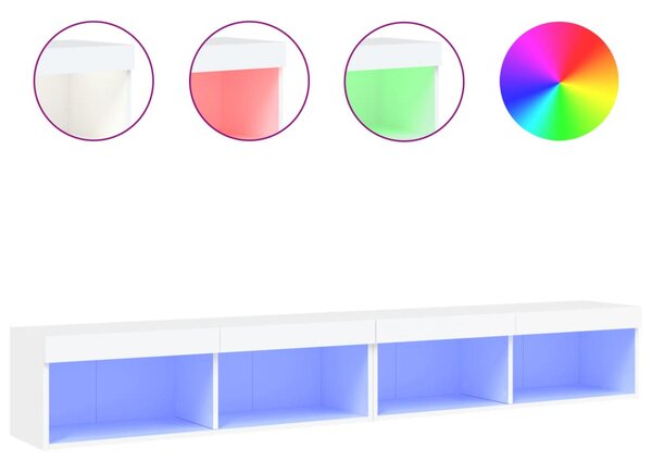 2 db fehér TV-szekrény LED-világítással 100x30x30 cm