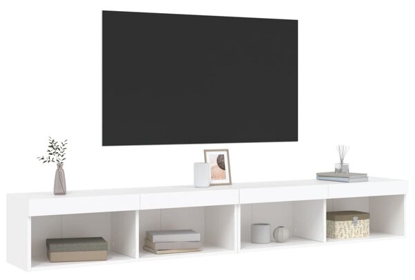 2 db fehér TV-szekrény LED-világítással 100x30x30 cm