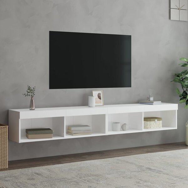 2 db fehér TV-szekrény LED-világítással 100x30x30 cm