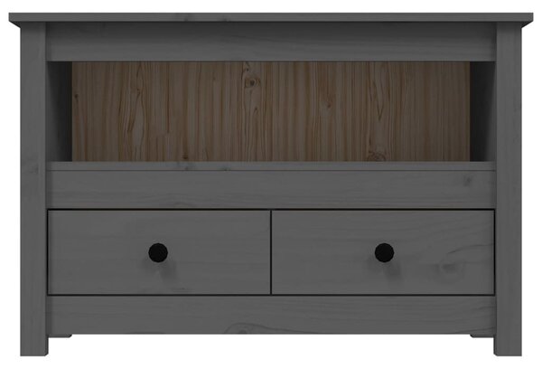 Szürke tömör fenyőfa TV-szekrény 79 x 35 x 52 cm