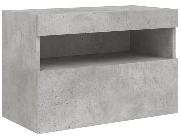 Betonszürke falra szerelhető TV-szekrény LED-del 60x30x40 cm