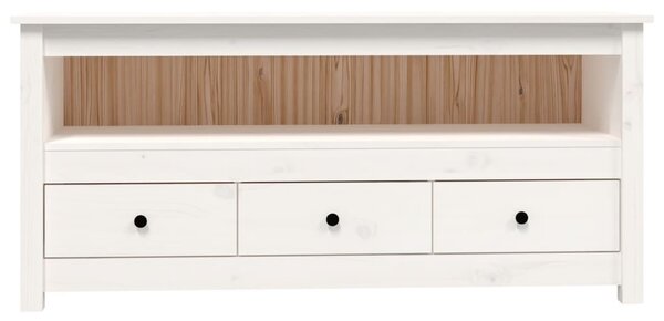 Fehér tömör fenyőfa TV-szekrény 114x35x52 cm