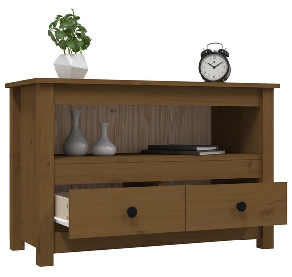 Mézbarna tömör fenyőfa TV-szekrény 79 x 35 x 52 cm