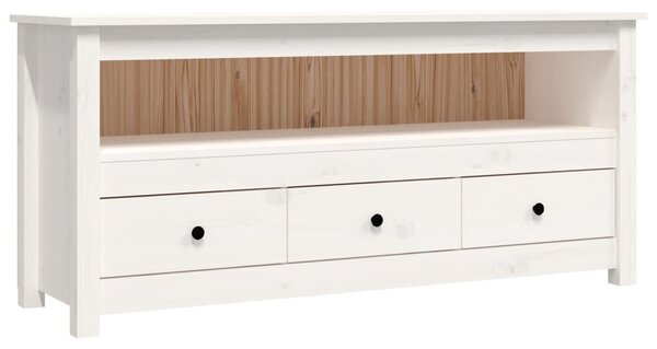 Fehér tömör fenyőfa TV-szekrény 114x35x52 cm