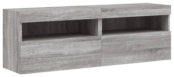 2 db szürke sonoma fali TV-szekrény LED-ekkel 60x30x40 cm