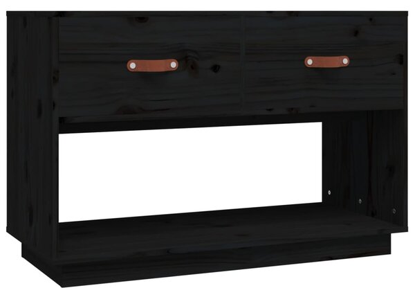Fekete tömör fenyőfa TV-szekrény 90x40x602 cm