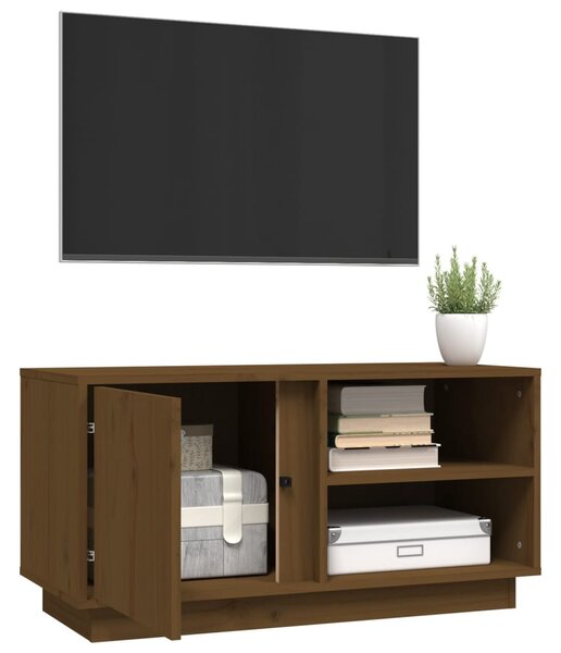 Mézbarna tömör fenyőfa TV-szekrény 80x35x40,5 cm
