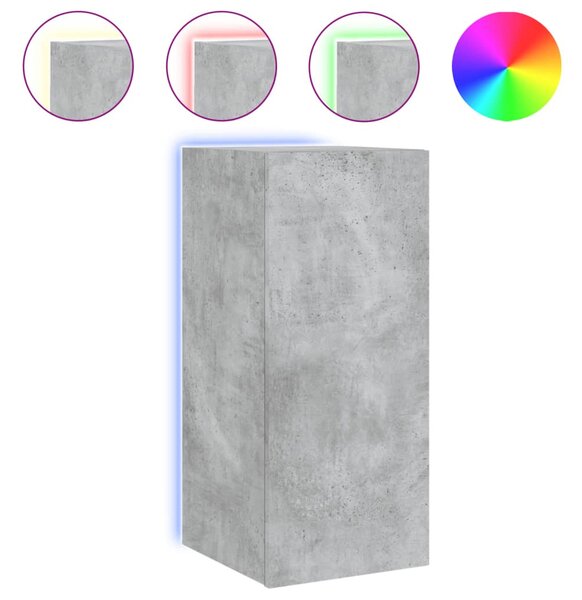 Betonszürke falra szerelhető TV-szekrény LED-del 30,5x35x70 cm