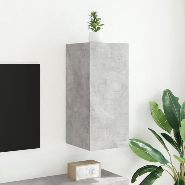 Betonszürke falra szerelhető TV-szekrény LED-del 30,5x35x70 cm