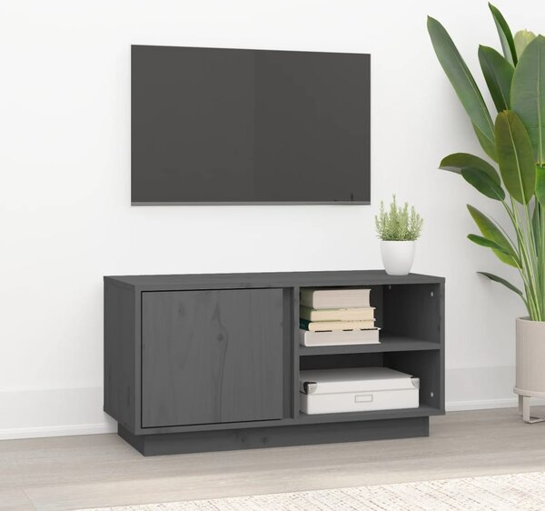 Szürke tömör fenyőfa TV-szekrény 80 x 35 x 40,5 cm