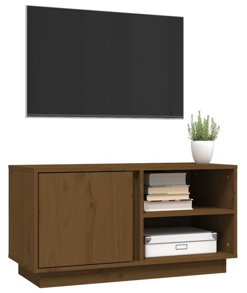Mézbarna tömör fenyőfa TV-szekrény 80x35x40,5 cm