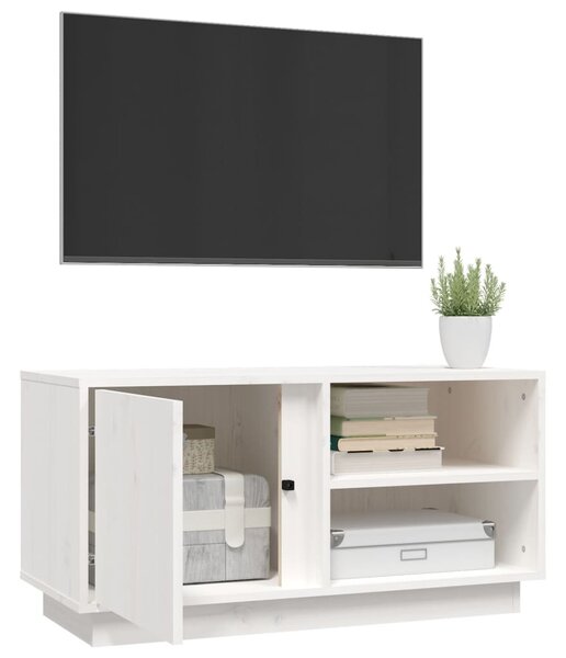 Fehér tömör fenyőfa TV-szekrény 80 x 35 x 40,5 cm