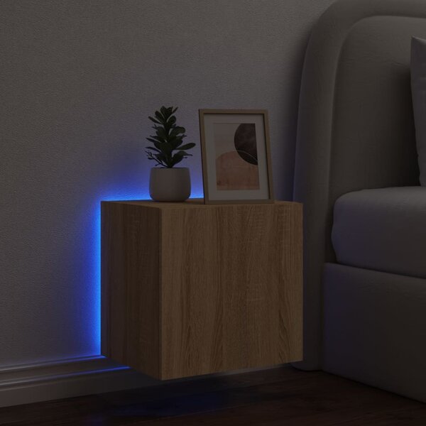 Sonoma tölgy színű fali TV-szekrény LED-ekkel 40,5x35x40 cm