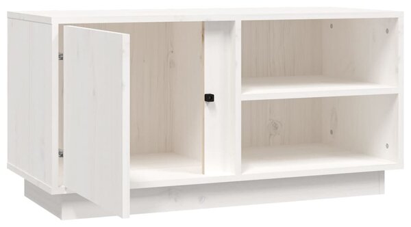 Fehér tömör fenyőfa TV-szekrény 80 x 35 x 40,5 cm