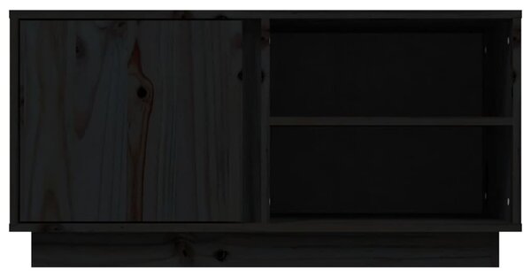 Fekete tömör fenyőfa TV-szekrény 80 x 35 x 40,5 cm