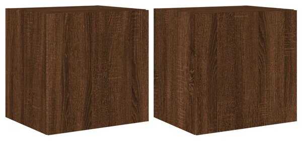 2 db barna tölgyszínű fali TV-szekrény LED-del 40,5x35x40 cm