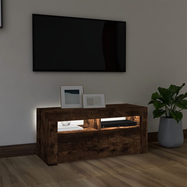 Füstös tölgy színű TV-szekrény LED-világítással 90 x 35 x 40 cm