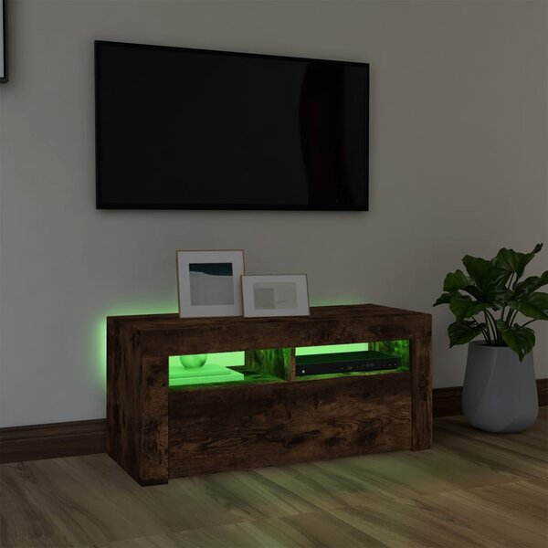 Füstös tölgy színű TV-szekrény LED-világítással 90 x 35 x 40 cm