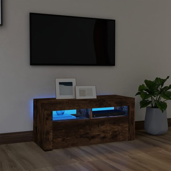 Füstös tölgy színű TV-szekrény LED-világítással 90 x 35 x 40 cm