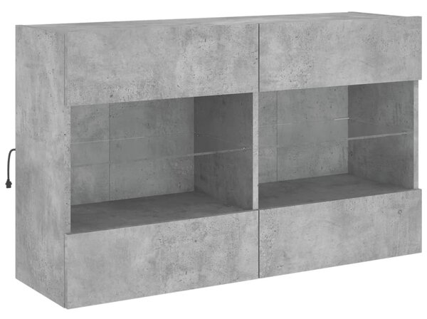Betonszürke falra szerelhető TV-szekrény LED-del 98,5x30x60,5cm
