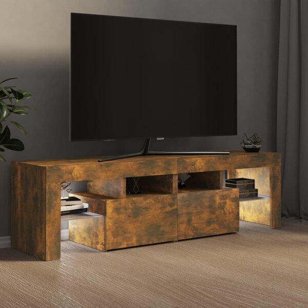 Füstös tölgy színű TV-szekrény LED-lámpákkal 140 x 36,5 x 40 cm