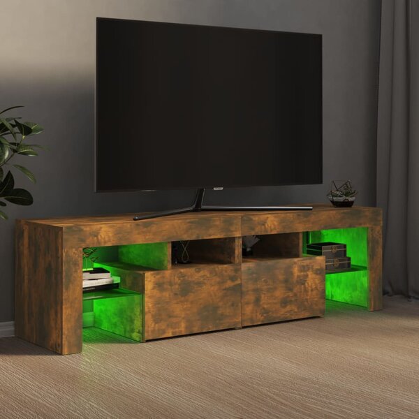 Füstös tölgy színű TV-szekrény LED-lámpákkal 140 x 36,5 x 40 cm