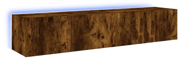 2 db füstös tölgy fali TV-szekrény LED-ekkel 80x35x31 cm