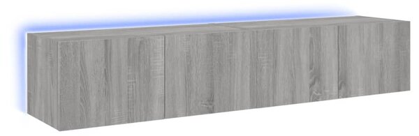 2 db szürke sonoma fali TV-szekrény LED-ekkel 80x35x31 cm