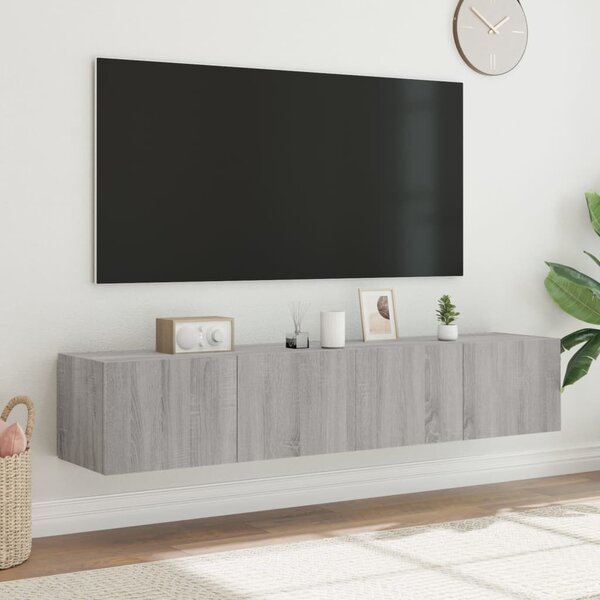2 db szürke sonoma fali TV-szekrény LED-ekkel 80x35x31 cm