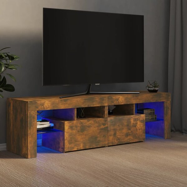 Füstös tölgy színű TV-szekrény LED-lámpákkal 140 x 36,5 x 40 cm