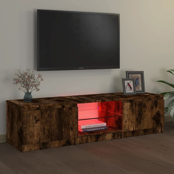 Füstös tölgy színű TV-szekrény LED-ekkel 140 x 40 x 36 cm