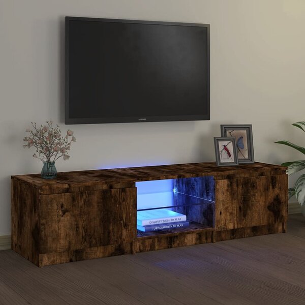 Füstös tölgy színű TV-szekrény LED-ekkel 140 x 40 x 36 cm
