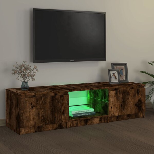 Füstös tölgy színű TV-szekrény LED-ekkel 140 x 40 x 36 cm