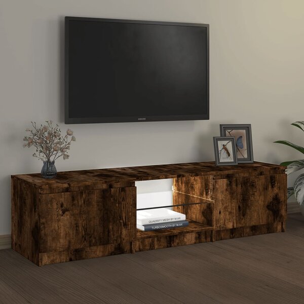 Füstös tölgy színű TV-szekrény LED-ekkel 140 x 40 x 36 cm