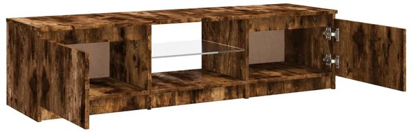 Füstös tölgy színű TV-szekrény LED-ekkel 140 x 40 x 36 cm