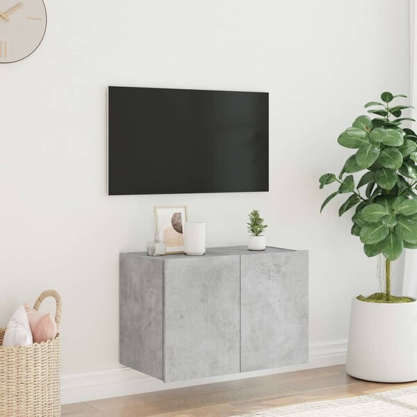 Betonszürke falra szerelhető TV-szekrény LED-del 60x35x41 cm