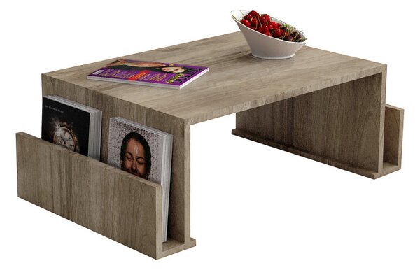Magazin dohányzóasztal, dió, 95 cm