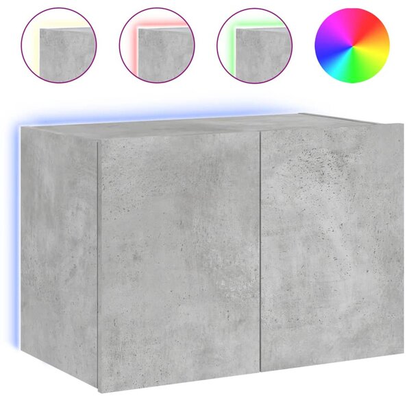 Betonszürke falra szerelhető TV-szekrény LED-del 60x35x41 cm