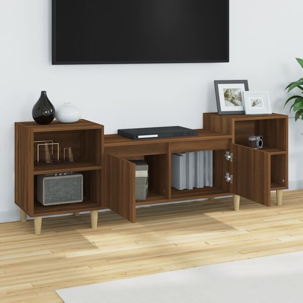 Barna tölgyszínű szerelt fa TV-szekrény 160x35x55 cm