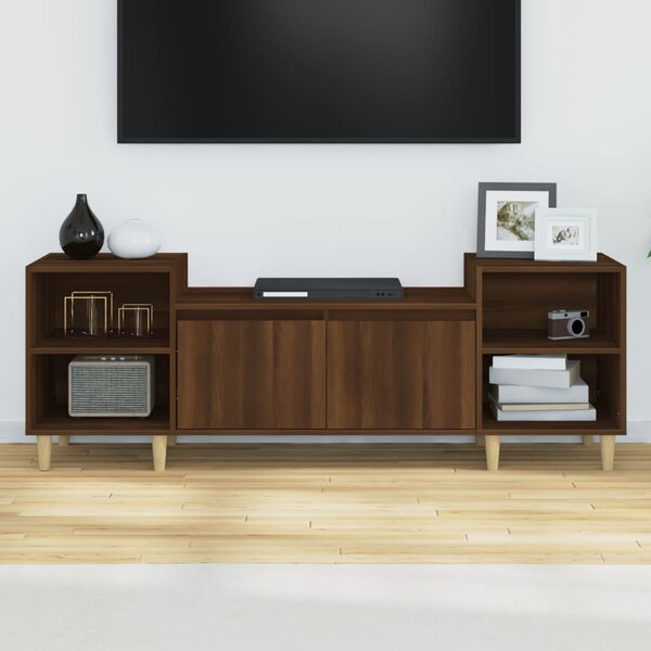 Barna tölgyszínű szerelt fa TV-szekrény 160x35x55 cm