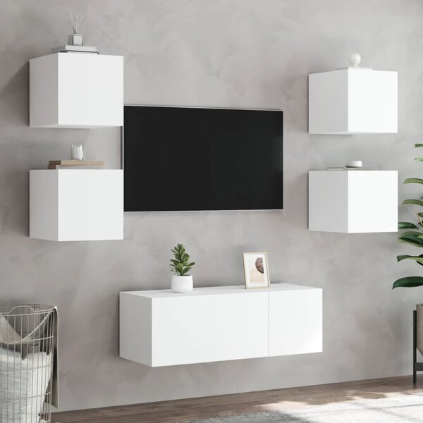 2 db fehér fali TV-szekrény LED-világítással 30,5x35x30 cm