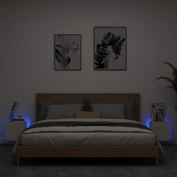 2 db fehér fali TV-szekrény LED-világítással 30,5x35x30 cm