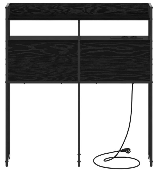 Fejtámla LED -es lámpákkal polcokkal Musta tammi 75 cm Faanyag