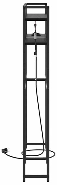 Fejtámla LED -es lámpákkal polcokkal Musta tammi 75 cm Faanyag