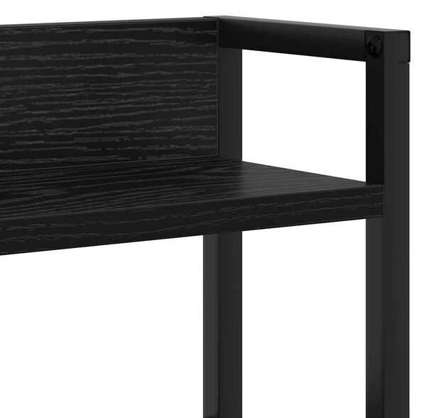 Fejtámla LED -es lámpákkal polcokkal Musta tammi 75 cm Faanyag